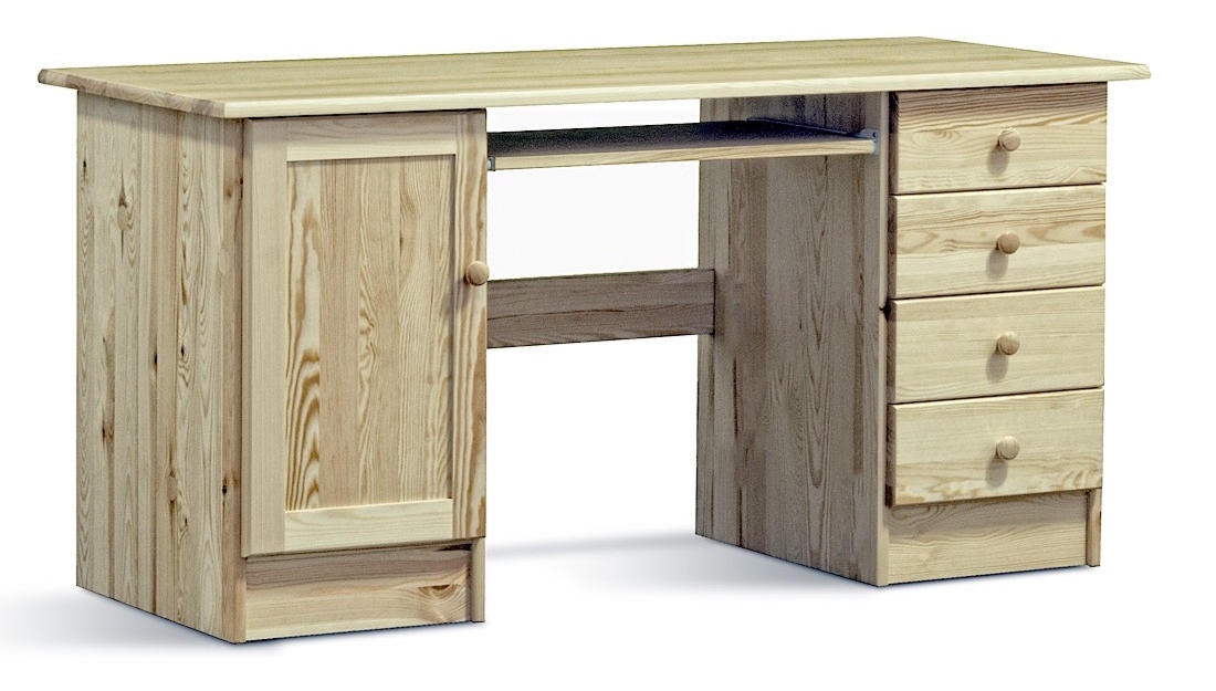 Biurko z drewna sosnowego z szufladkami Modern III