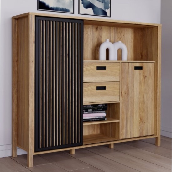 Duża szafka z przesuwnymi drzwiami z lameli Jytana 332L