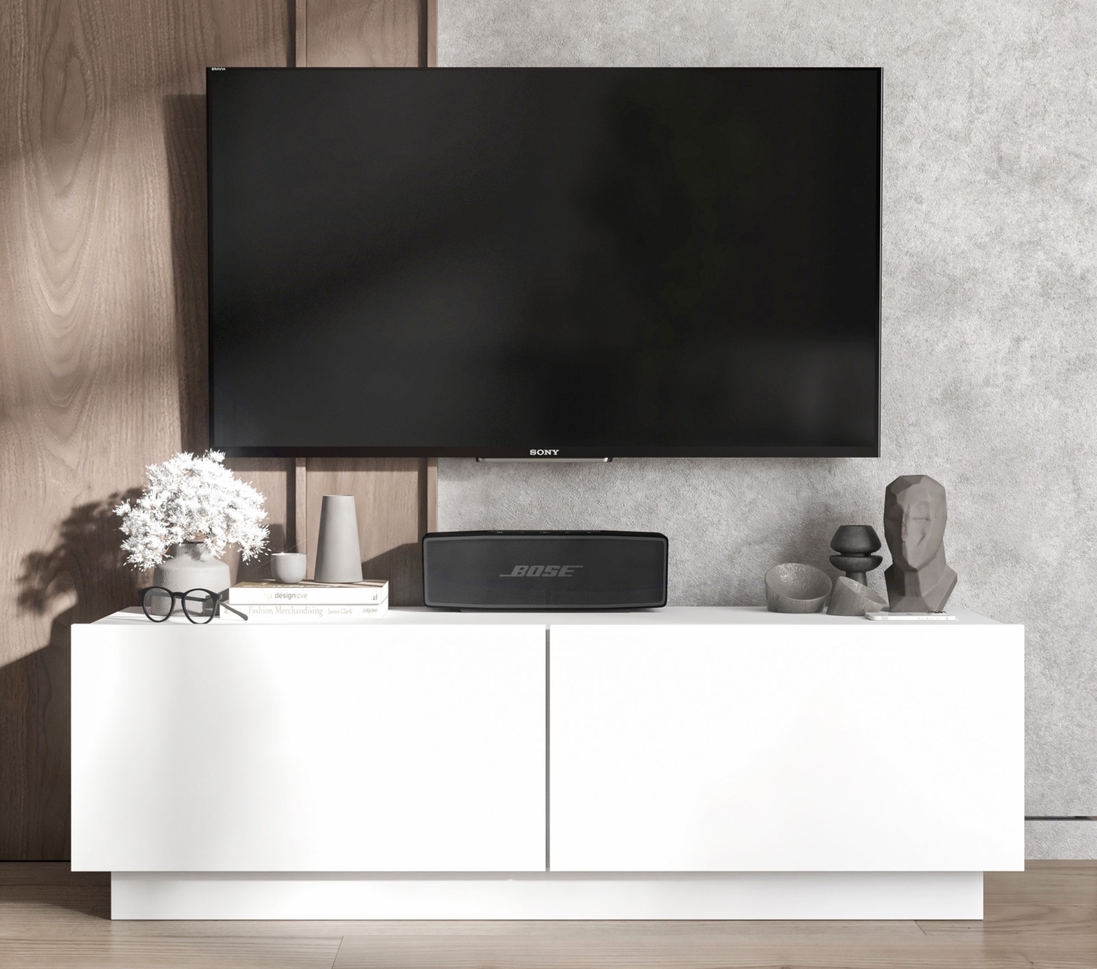 Dwudrzwiowa szafka RTV na cokole Enjoy biały