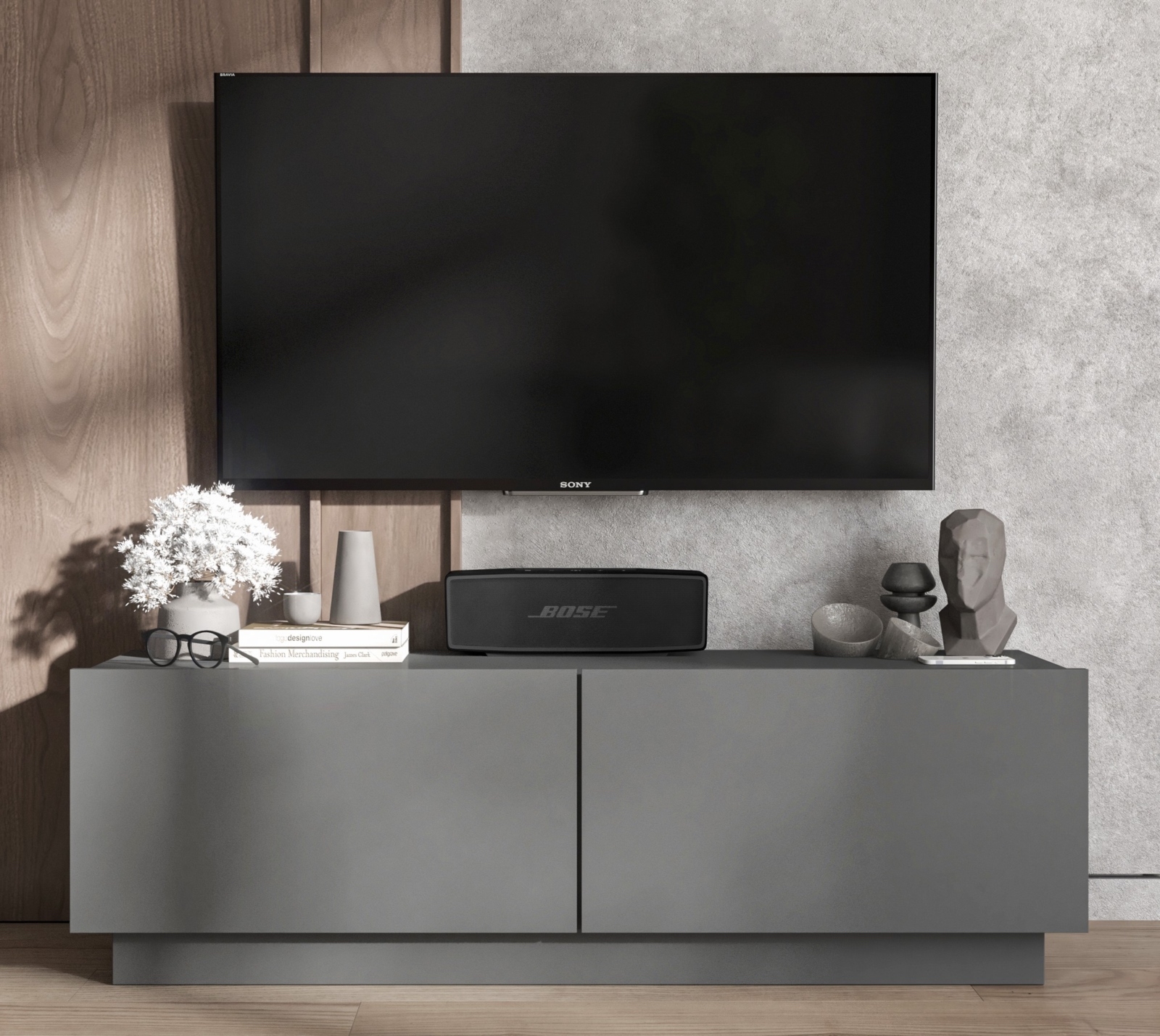 Dwudrzwiowa szafka RTV na cokole Enjoy grafit