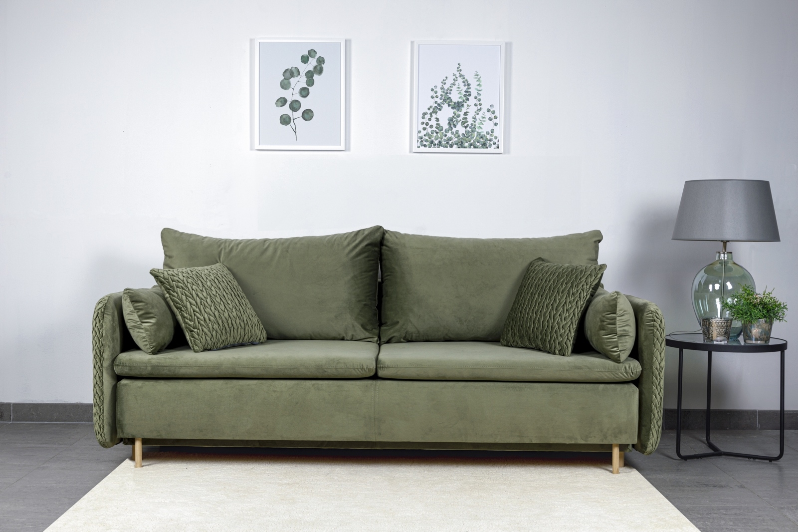 Sofa trzyosobowa z funkcją spania i poduszkami Luna