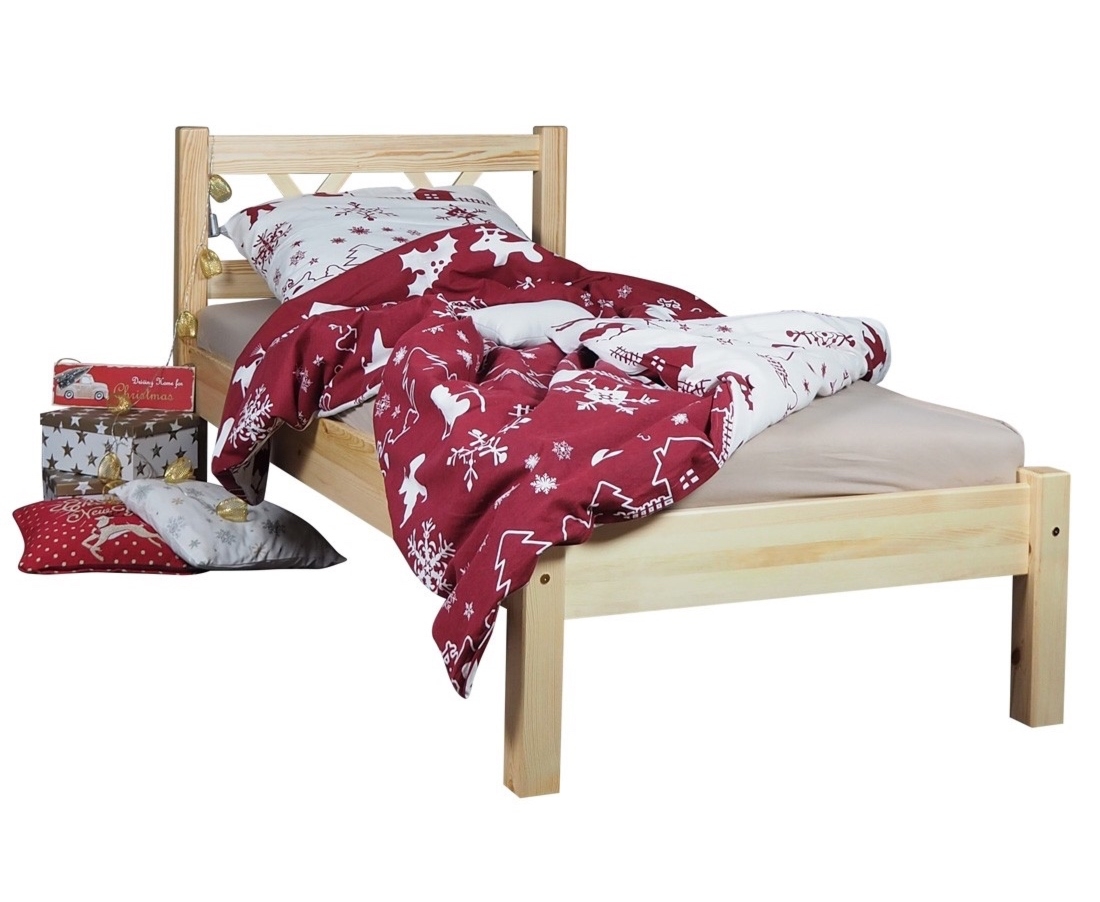 Klasyczne sosnowe łóżko do sypialni z zagłówkiem Modern