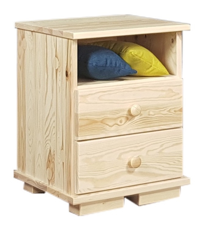 Sosnowy stolik nocny z szufladami Modern I