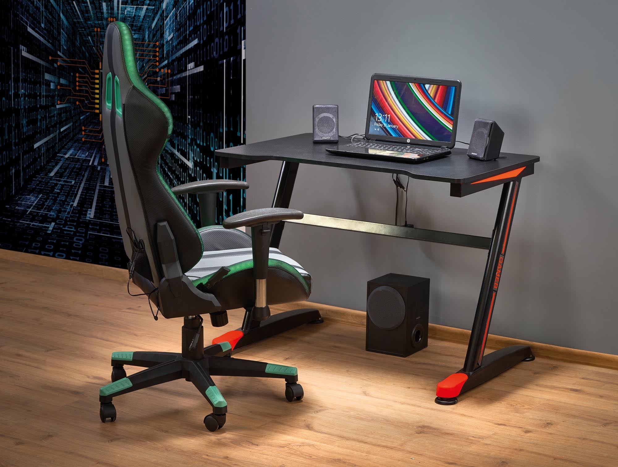 Фото - Офісний стіл Halmar Gamingowe biurko z oświetleniem LED B40 