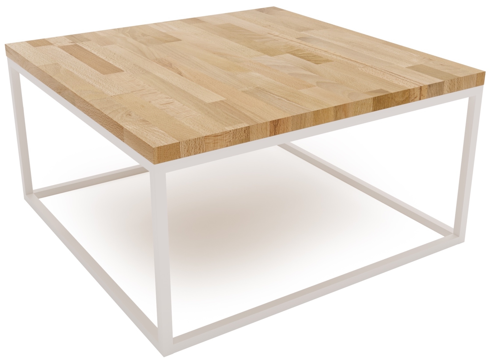 Dębowa ława na białych płozach Cermis 80×80 cm