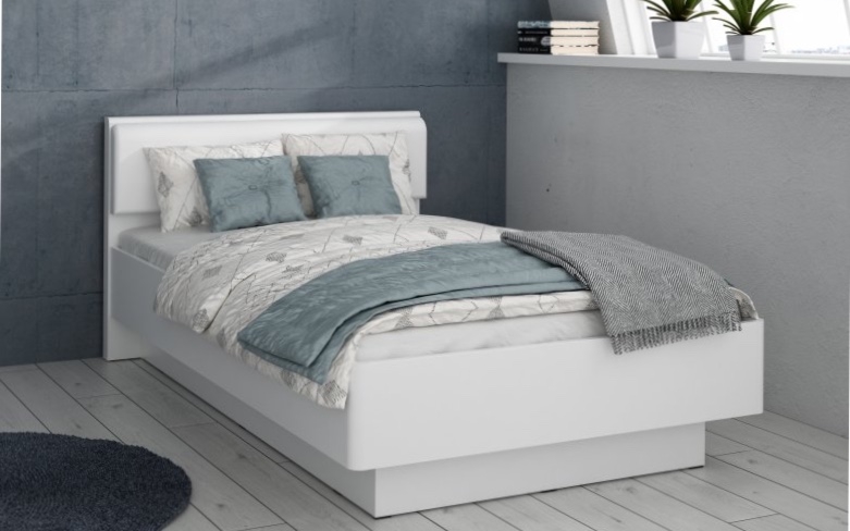 Łóżko jednoosobowe z tapicerowanym zagłówkiem Snow 222