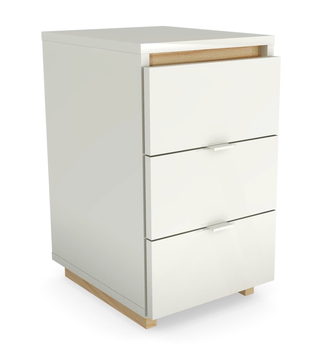 Biały kontenerek pod biurko z 3 szufladami DES2