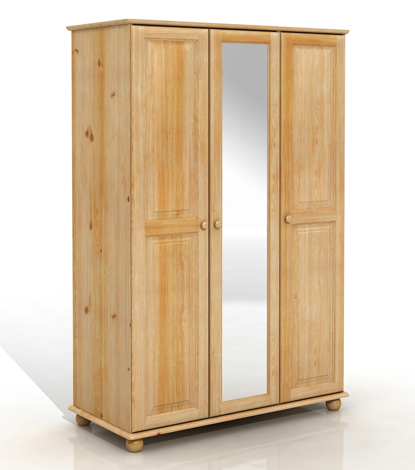 Szafa sosnowa Nova 3D z lustrem na kulach