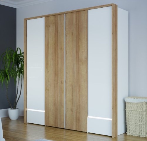 Czterodrzwiowa szafa ubraniowa z oświetleniem Lenybelardo 3411