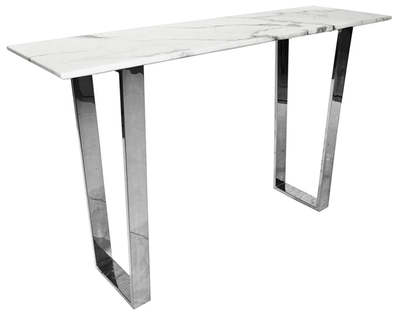 Konsola glamour na srebrnych płozach Madera 122 cm biały marmur