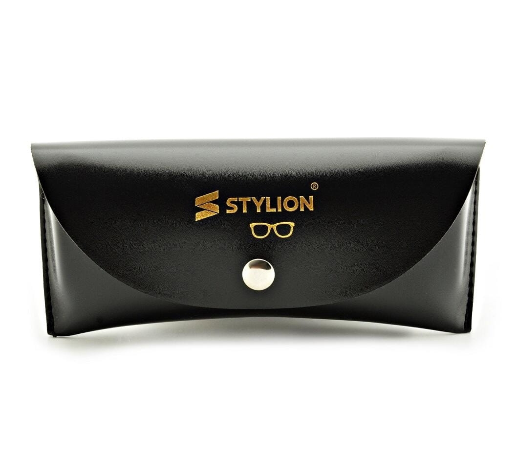 Skórzane etui okularowe futerał na okulary czarny na magnes stylion stmg3