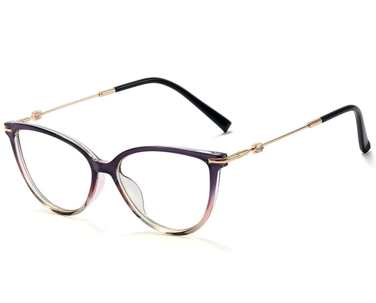 Okulary kocie do komputera damskie z filtrem blue light zerówki 2592-1