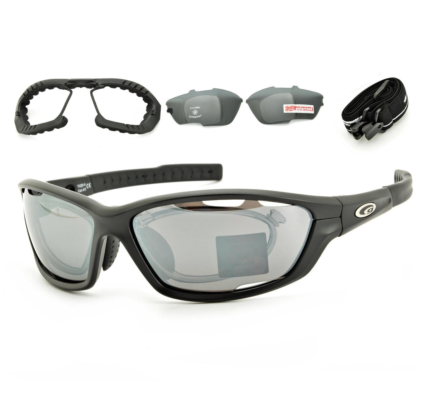 Szerokie okulary przeciwsłoneczne z polaryzacją goggle t420-4r korekcja + pasek + gąbka