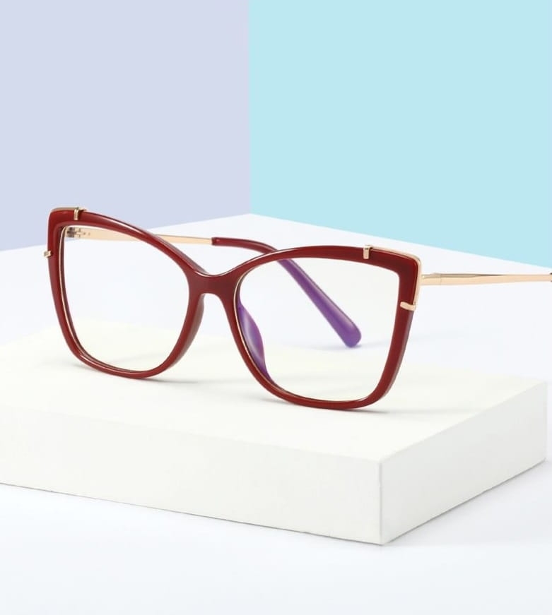 Okulary kocie do komputera damskie z filtrem blue light zerówki 2587-2