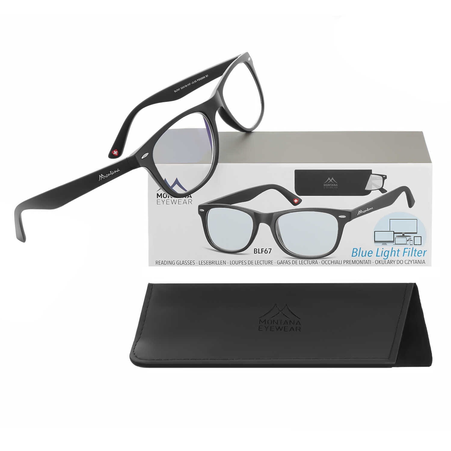 Okulary z filtrem do komputera i czytania plusy z antyrefleksem montana blfbox67 moc: +1,5