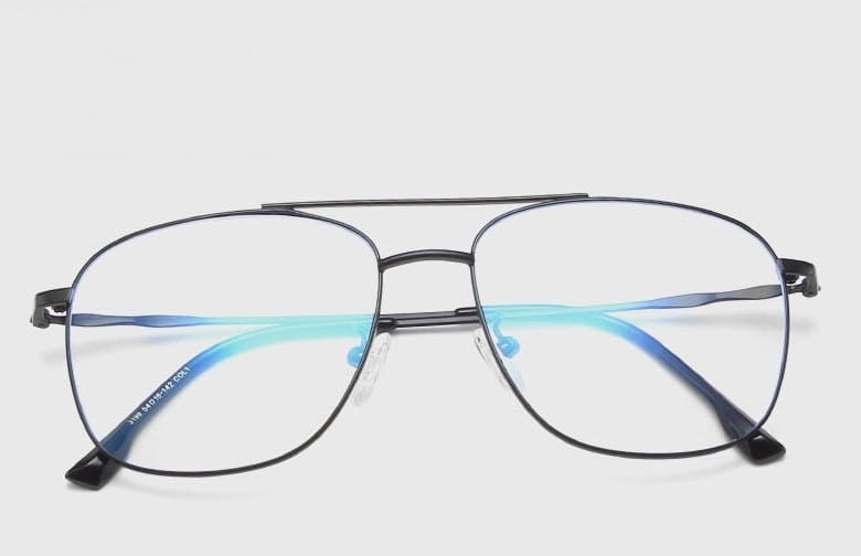 Czarne okulary aviator zerówki filtr blue light do komputera 2547-3