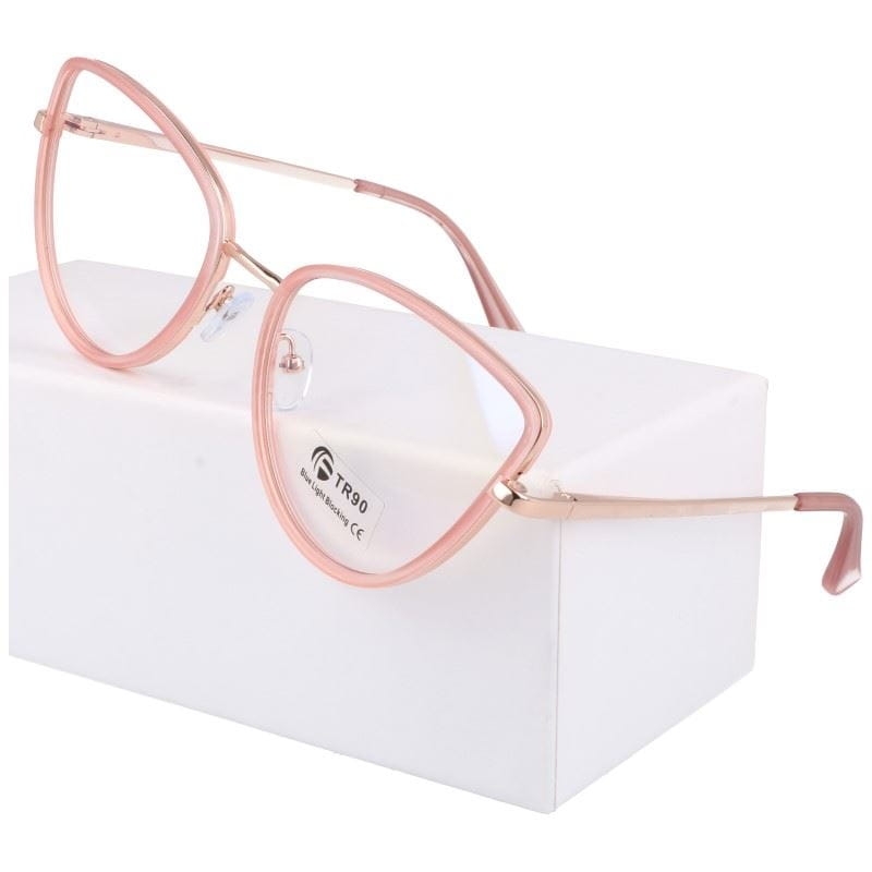 Okulary kocie do komputera damskie z filtrem blue light zerówki 2588-2