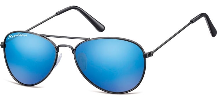 Pilotki okulary aviator dziecięce montana 964a lustrzanki czarno niebieskie