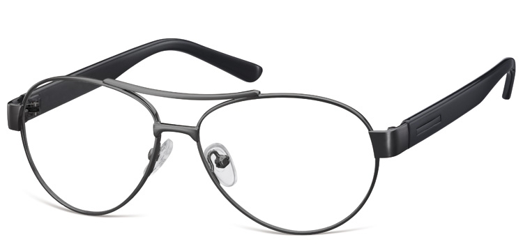 Małe okulary oprawki pilotki metalowe korekcyjne m380a czarne