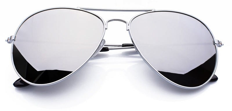 Klasyczne srebrne okulary lustrzanki przeciwsłoneczne aviator pilotki
