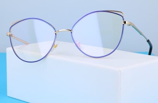 Okulary z filtrem zerówki damskie kocie oczy z antyrefleksem blue 2527-1
