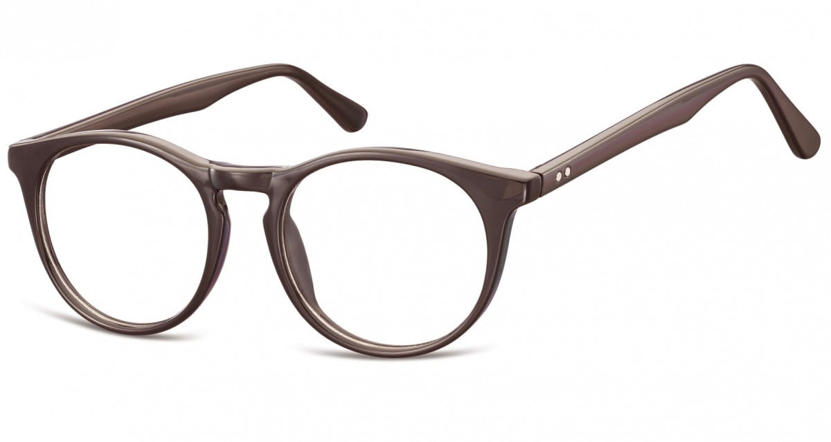 Okulary oprawki korekcyjne okrągłe lenonki zerówki sunoptic cp146c ciemnobrązowe