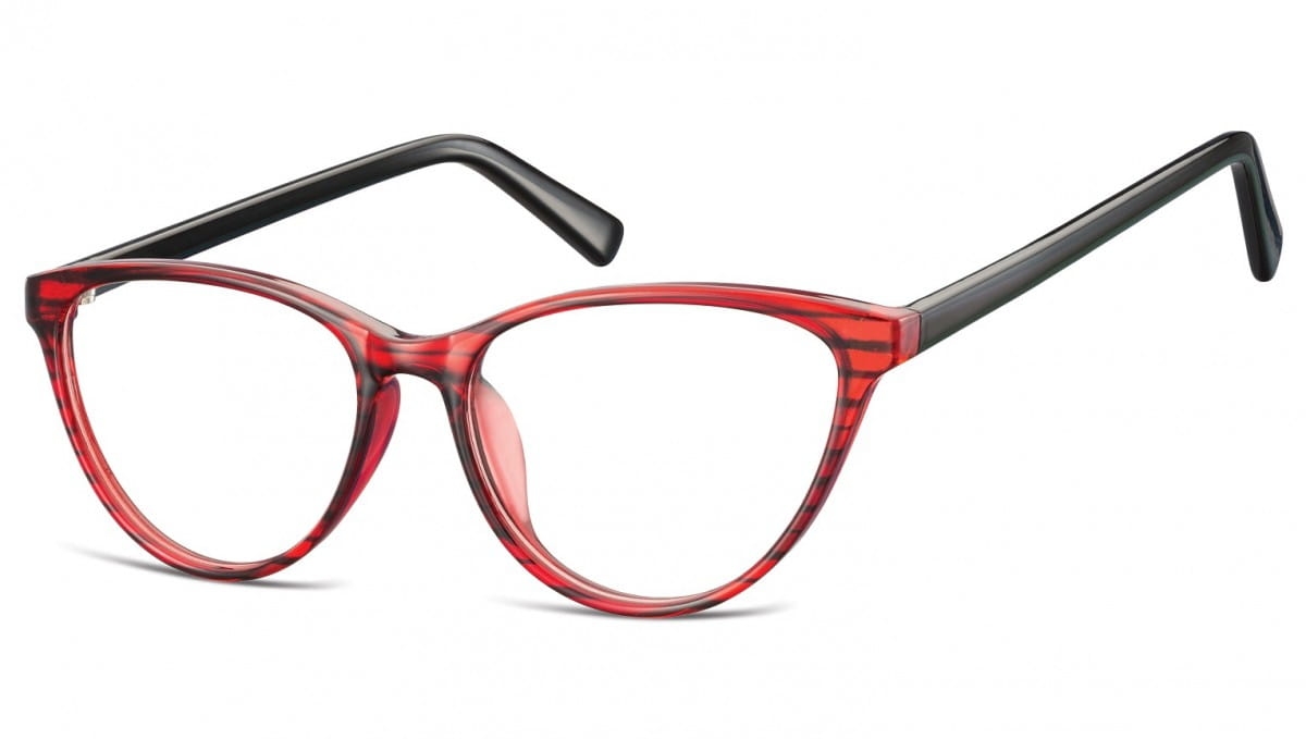 Oprawki korekcyjne okulary  kocie oczy zerówki sunoptic cp127a czerwono-czarne