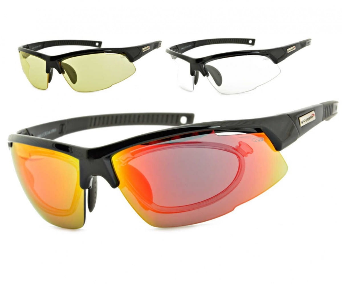 Okulary sportowe z ramką korekcyjną i wymiennymi soczewkami goggle e865-2r