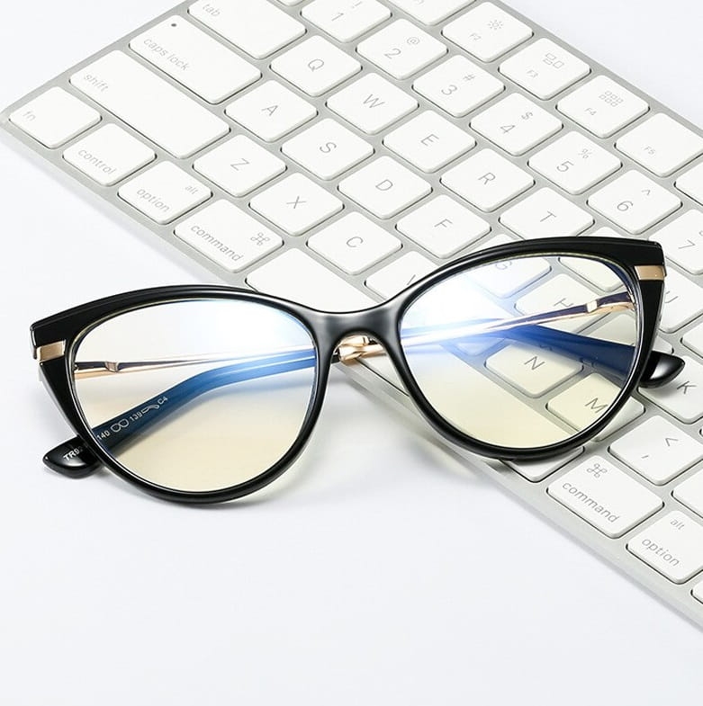 Okulary kocie do komputera damskie z filtrem blue light zerówki 2567