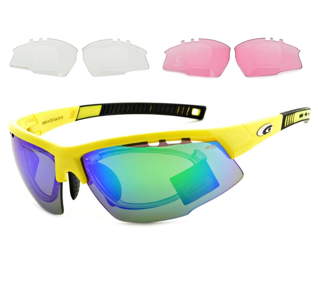 Okulary sportowe z ramką korekcyjną i wymiennymi soczewkami goggle e863-4r