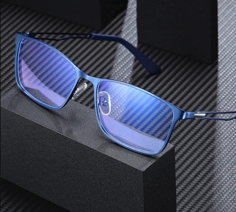 Męskie niebieskie okulary do komputera blue light zerówki 2554c