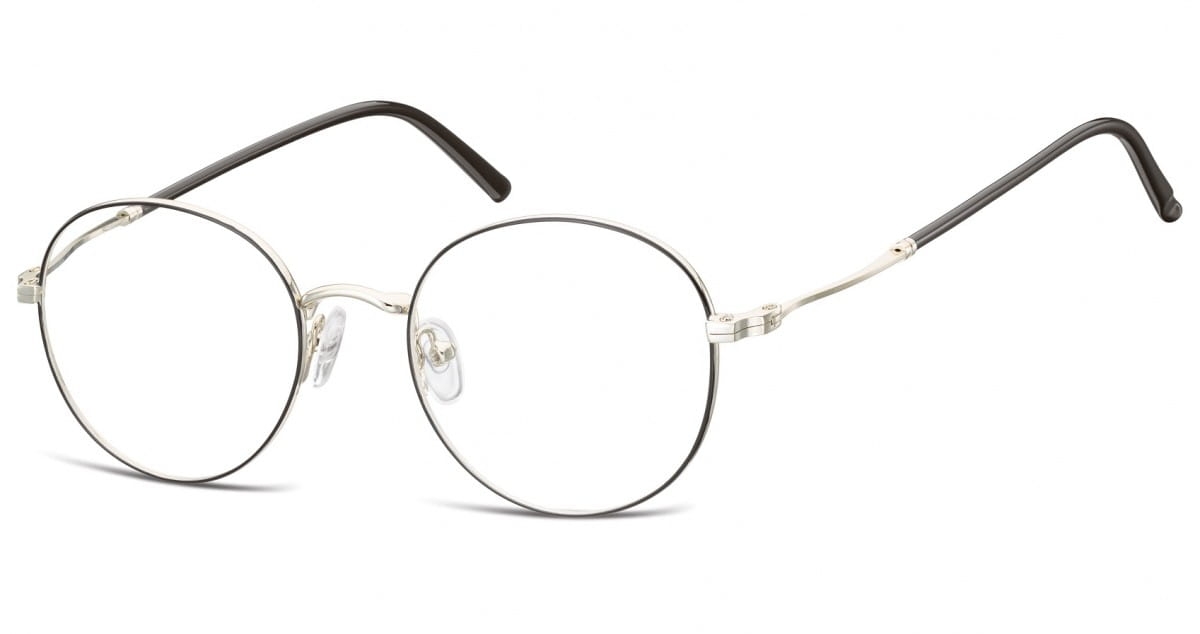 Lenonki okrągłe okulary oprawki optyczne 927 czarno-srebrne