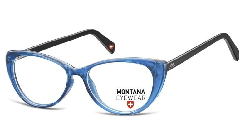 Okulary oprawki korekcyjne kocie zerówki montana ma57f niebiesko-czarne