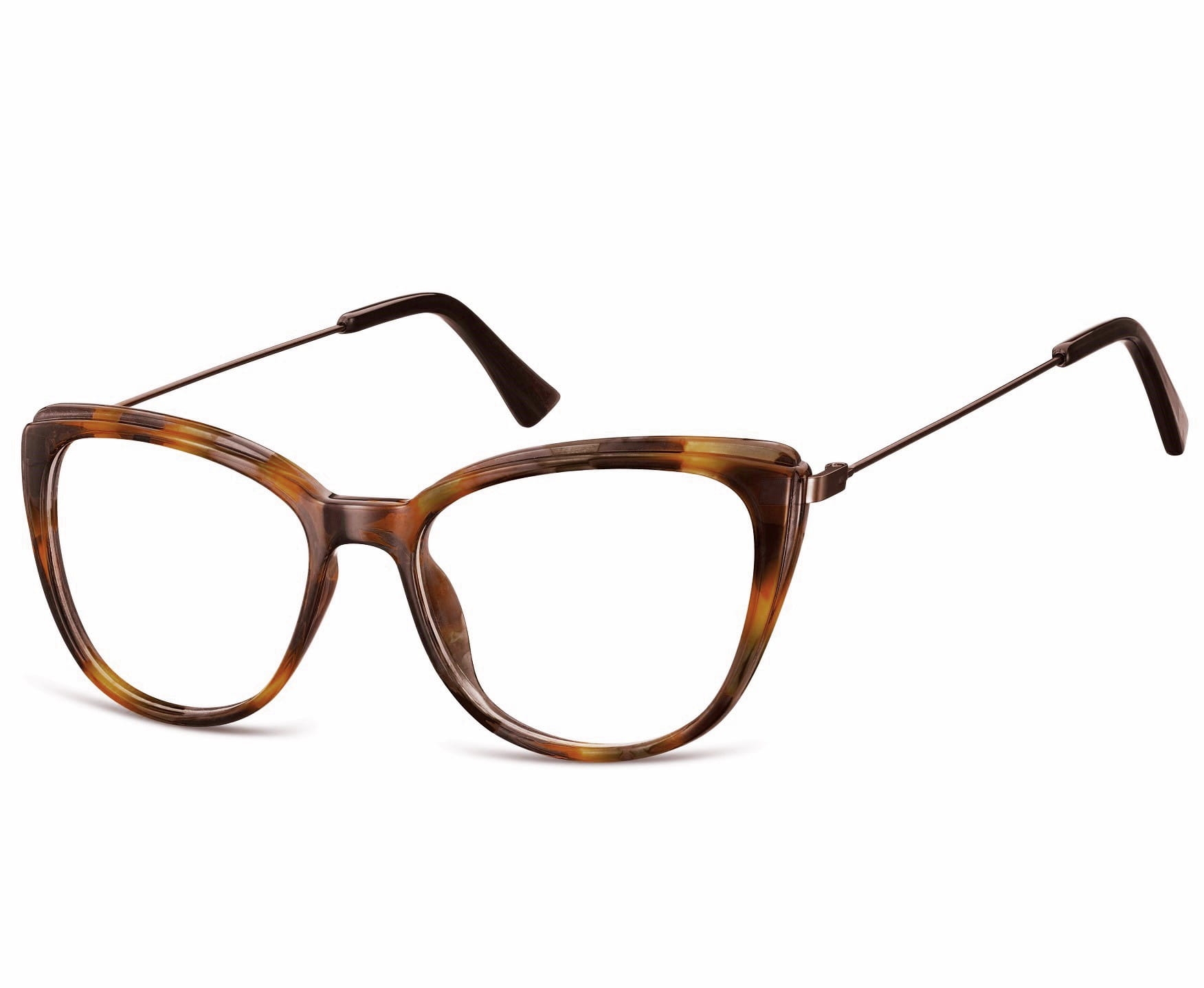Oprawki korekcyjne okulary kocie oczy zerówki damskie cp121e ciemny szylkret