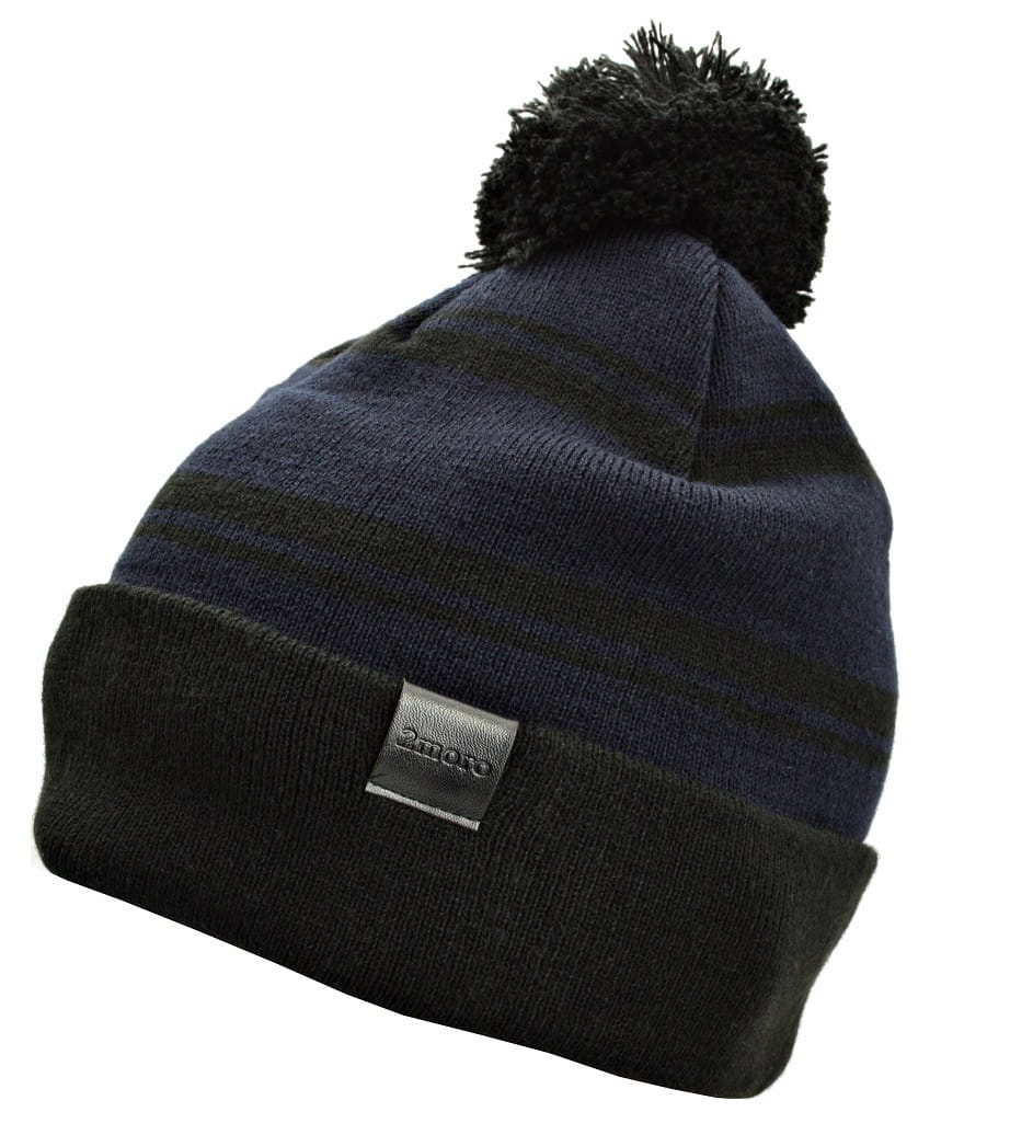Męska zimowa czapka z pomponem granatowo/czarna l/xl 2moro st-557a