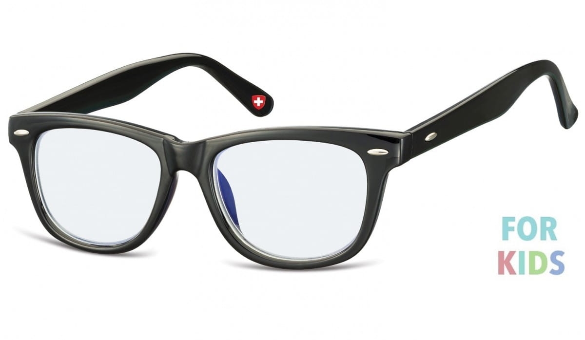 Dziecięce okulary z filtrem niebieskim do komputera zerówki nerdy kblf1 czarne