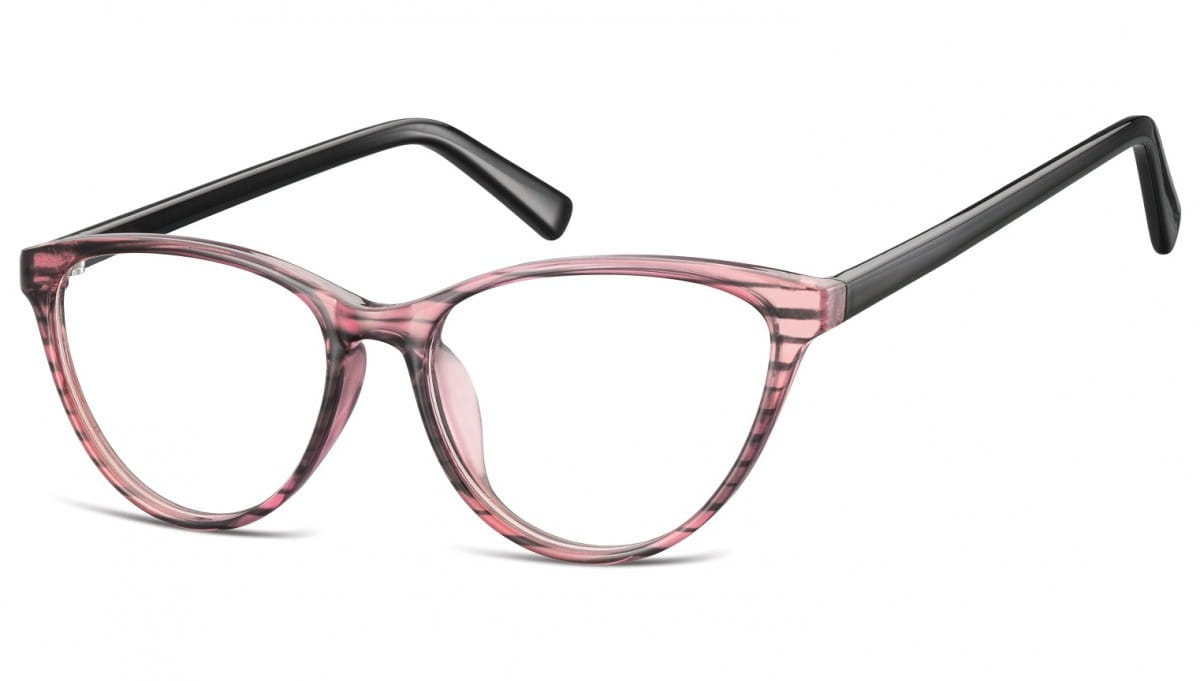 Oprawki korekcyjne okulary  kocie oczy zerówki sunoptic cp127 różowo-czarne