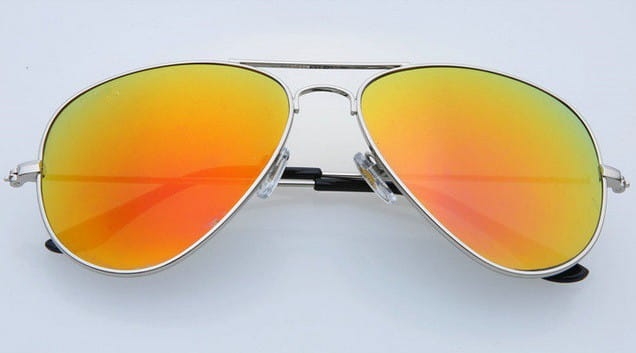 Okulary pilotki srebrno pomarańczowe aviator przeciwsłoneczne 2163d