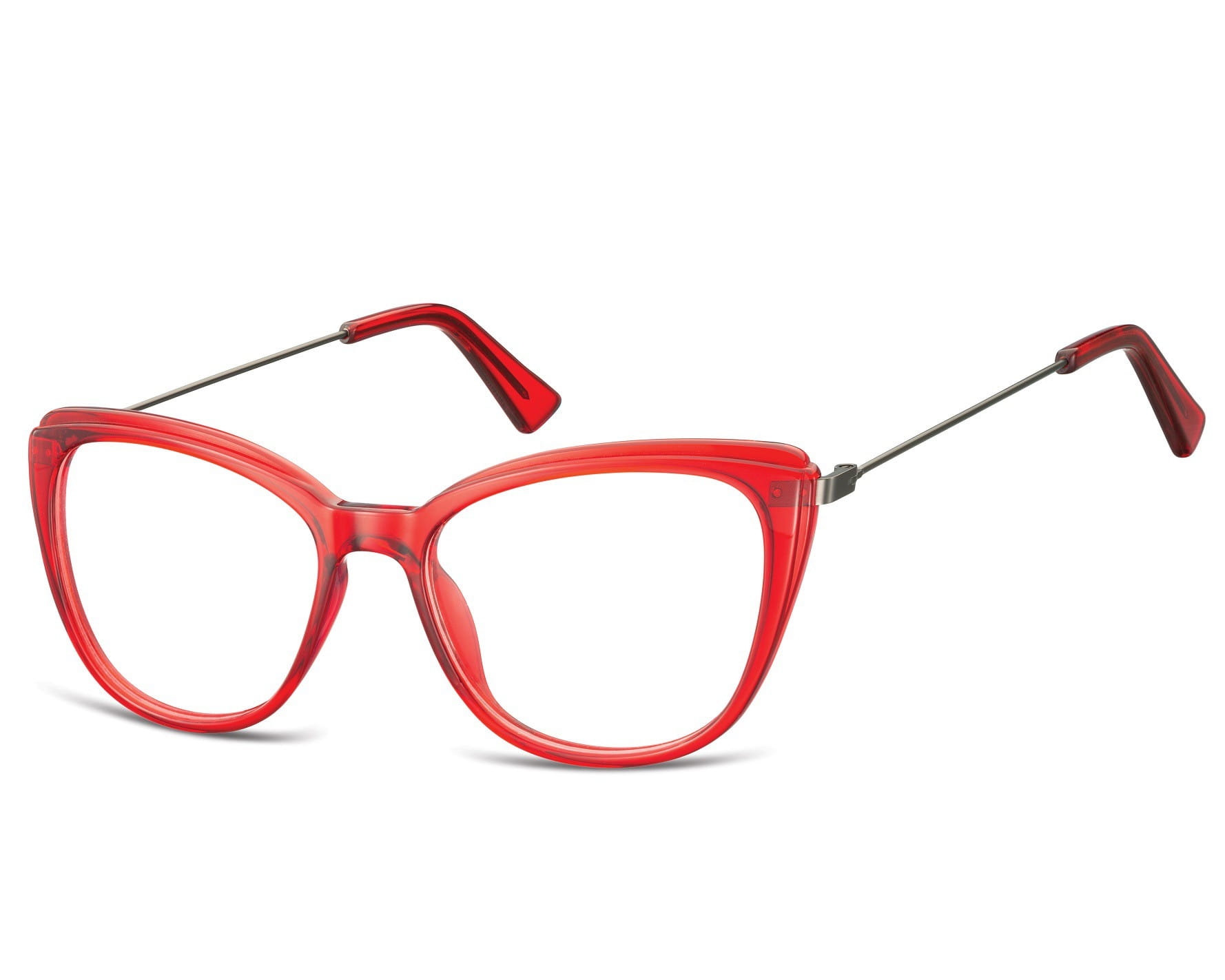 Oprawki korekcyjne okulary kocie oczy zerówki damskie cp121f czerwone