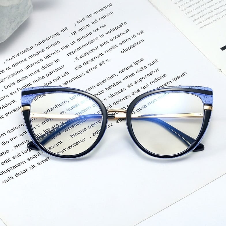Okulary kocie do komputera damskie z filtrem blue light zerówki 2582-4