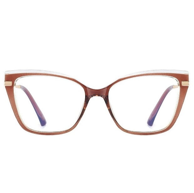 Okulary kocie do komputera damskie z filtrem blue light zerówki 2577-4