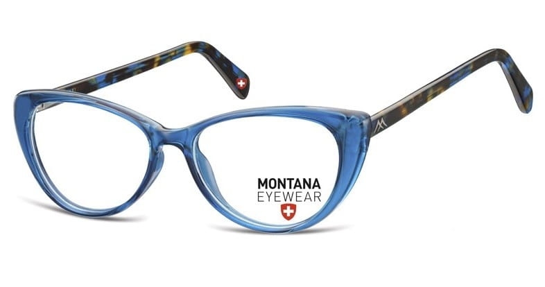 Okulary oprawki korekcyjne kocie zerówki montana ma57c niebieskie