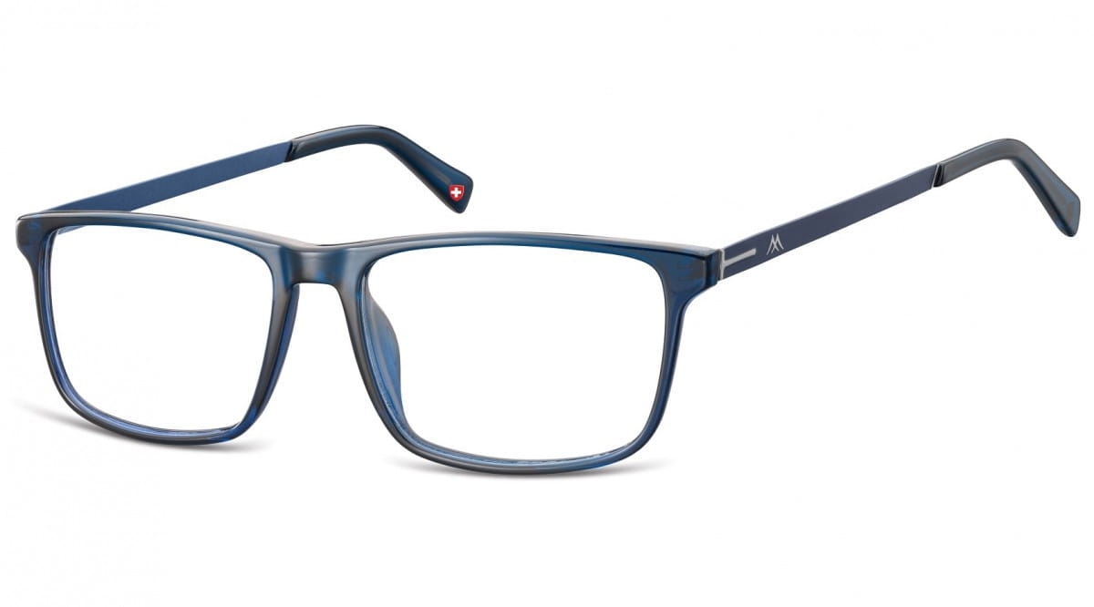 Okulary oprawki zerówki korekcyjne nerdy unisex montana ma59b ciemne niebieskie + niebieski zausznik