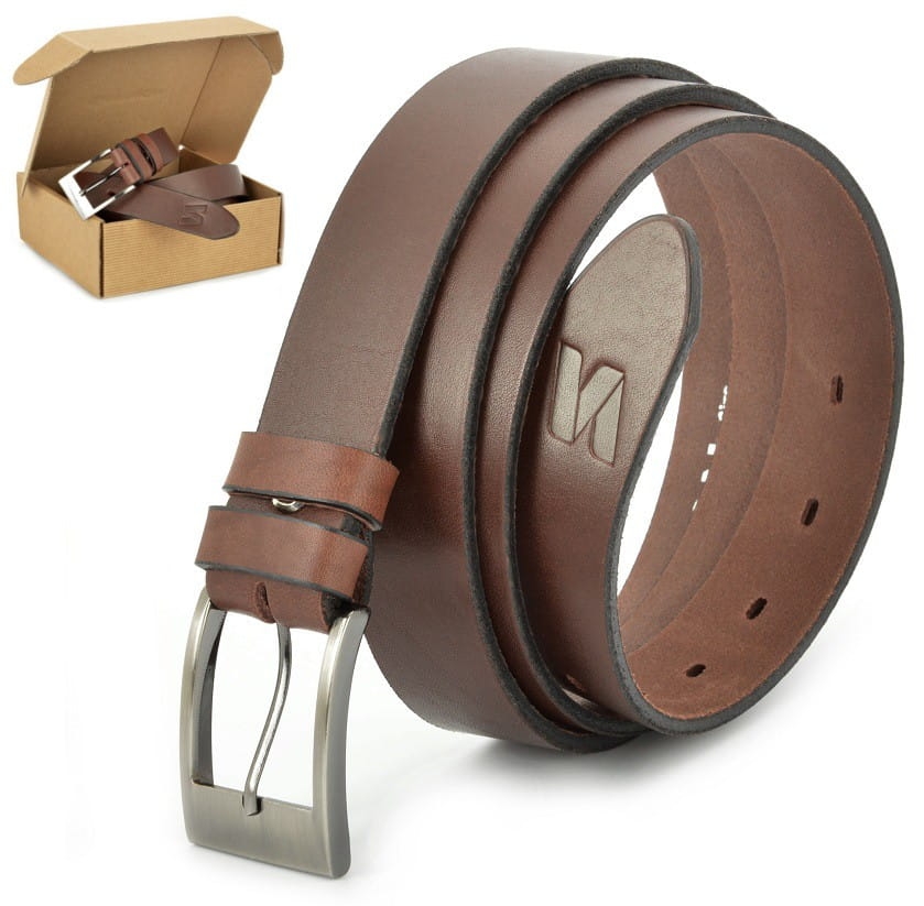 Pasek skórzany stylion w pudełku - brązowy st30-1 - szer.3cm