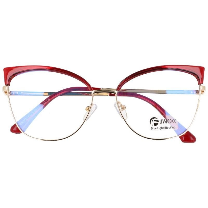 Okulary kocie do komputera damskie z filtrem blue light zerówki 2575-4