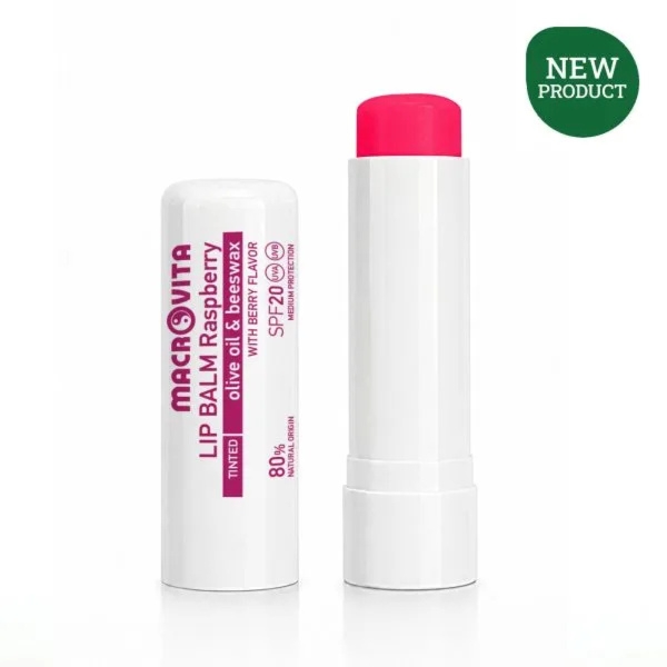 Macrovita balsam do ust z oliwą i woskiem pszczelim SPF20 Malina (koloryzujący) 4g