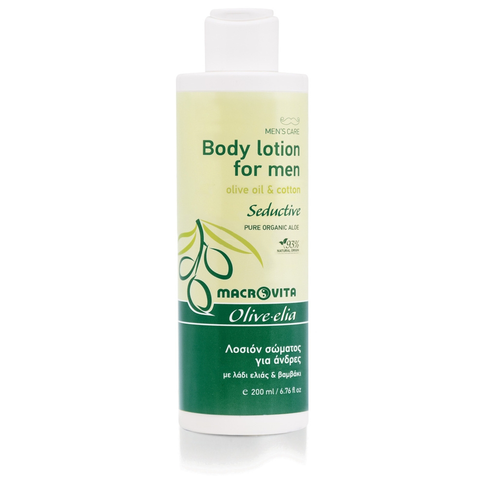 Macrovita Olive.elia Seductive naturalne mleczko do ciała dla mężczyzn z bio-oliwą i bawełną 200ml