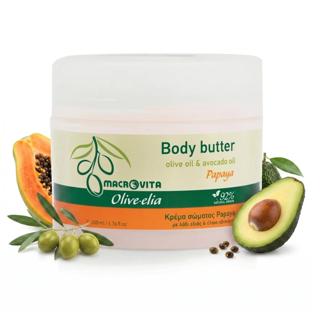 Macrovita Olive.elia Papaya naturalne masło do ciała z bio-oliwą i awokado 200ml