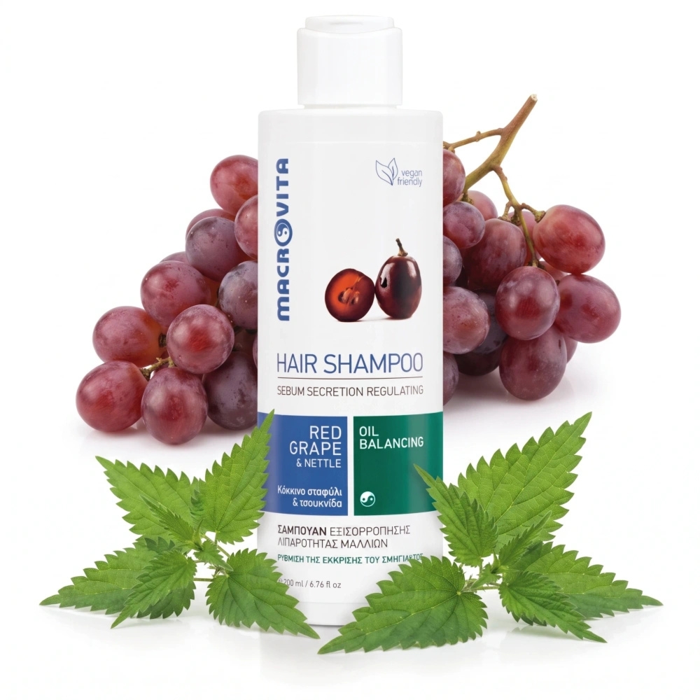 Macrovita naturalny szampon do włosów przetłuszczających się z czerwonymi winogronami i pokrzywą 200ml