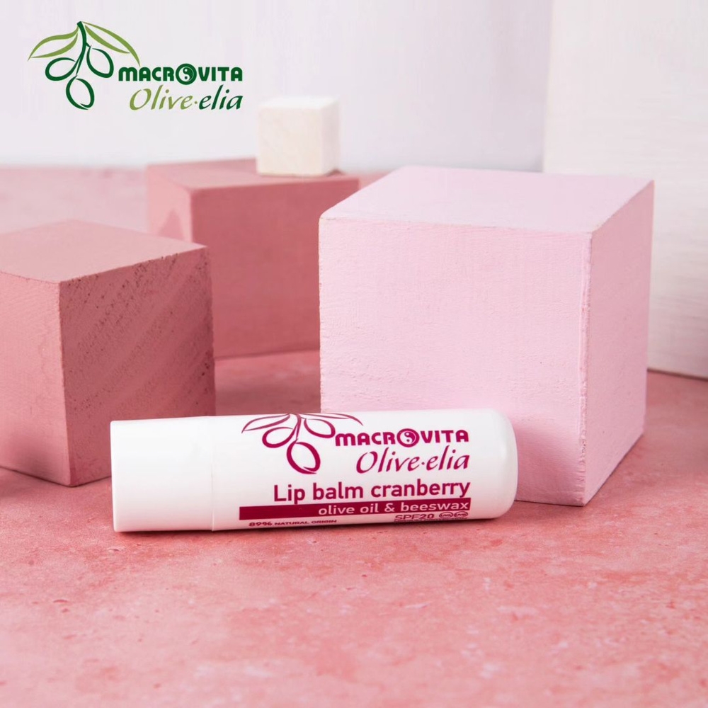 Macrovita Olive.elia balsam do ust z oliwą i woskiem pszczelim SPF20 Żurawina 4.8g